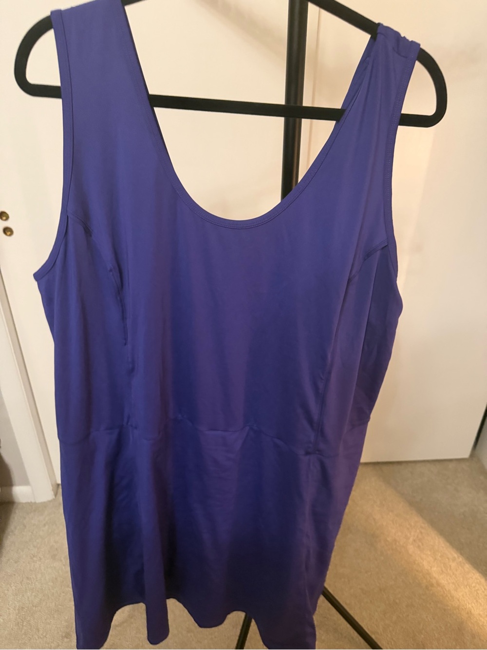 Purple Scoop Neck Women's Athletic Dress With Shorts